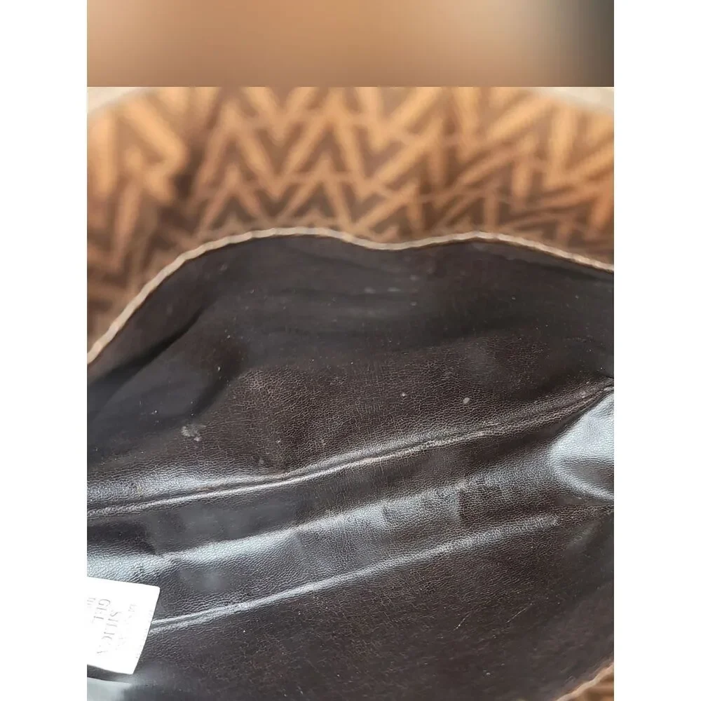 Mario Valentino Authentic Brown Monogram Clutch with Gold Chain Vintage